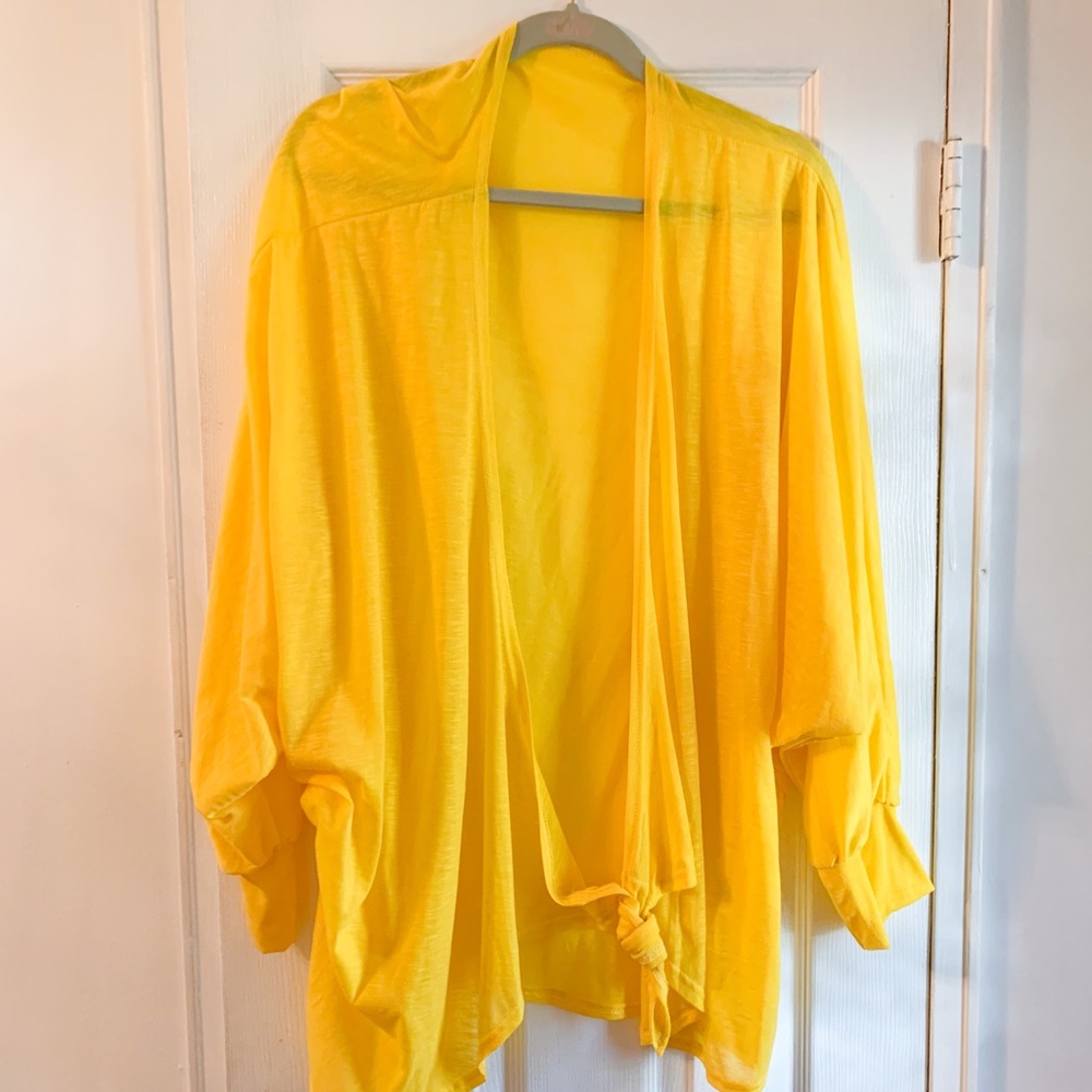 Yellow Lightweight Front-tie Cardigan